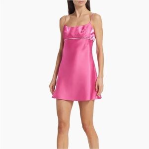 NEW Amanda Uprichard Kiersten Crystal-Embellished Lamé Hot Pink Mini Dress